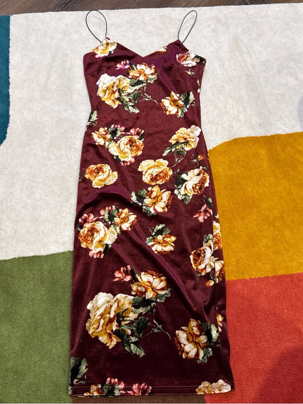 Love Culture Burgundy Floral Slip Midi Dress
